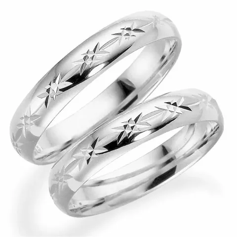 Mønster 4 mm vielsesringe i 14 karat hvidguld - sæt