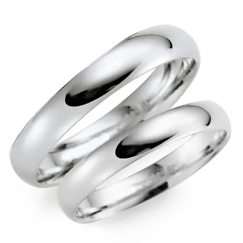 3 og 4 mm vielsesringe i 14 karat hvidguld - sæt