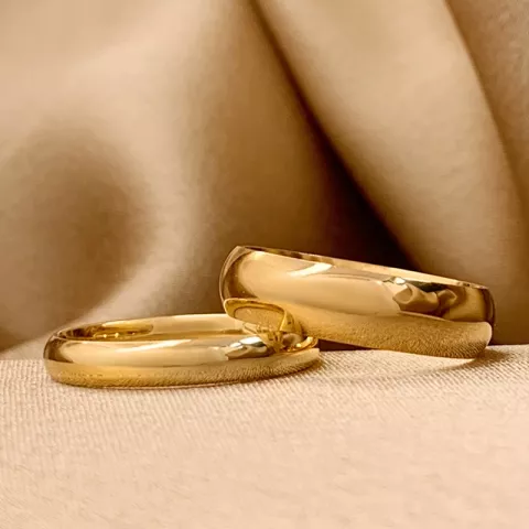 3 og 5 mm vielsesringe i 9 karat guld - sæt