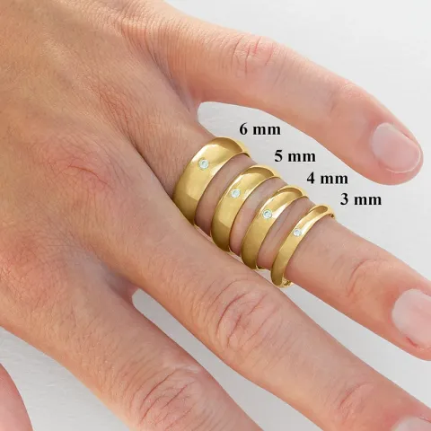 5 mm vielsesringe i 9 karat guld 0,03 ct - sæt