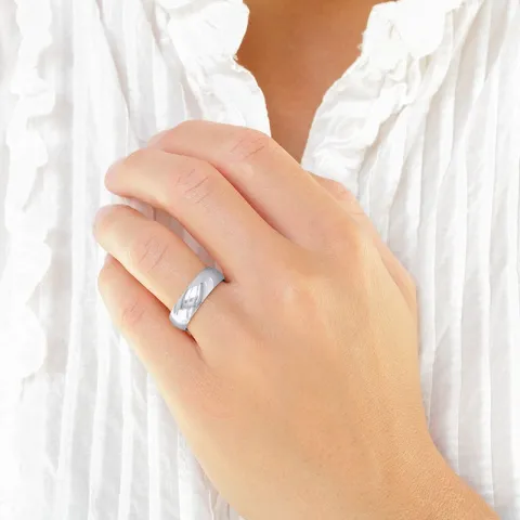 6 og 3 mm vielsesringe i 9 karat hvidguld 0,02 ct - sæt