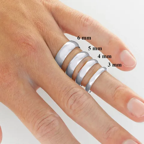 6 og 3 mm vielsesringe i 9 karat hvidguld 0,02 ct - sæt