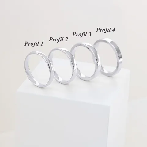 6 og 3 mm vielsesringe i 9 karat hvidguld 0,02 ct - sæt