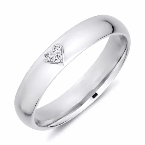 4 mm hjerte diamant vielsesring i 14 karat hvidguld 0,01 ct