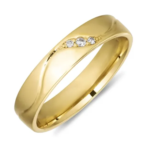 4 mm diamant vielsesring i 14 karat guld 0,008 ct og 0,015 ct