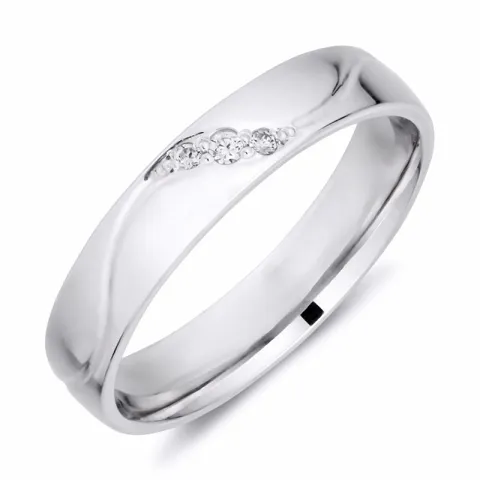 4 mm diamant vielsesring i 9 karat hvidguld 0,008 ct og 0,015 ct