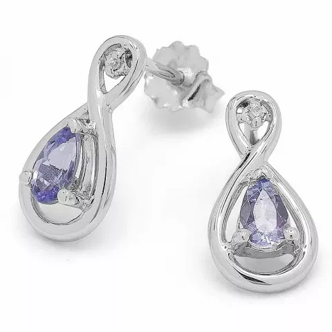 Infinity tanzanit øreringe i 9 karat hvidguld med tanzanit og diamant 