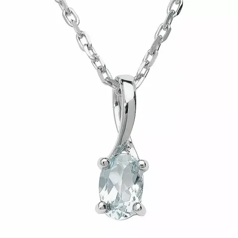 ovalt akvamarin vedhæng i 9 karat hvidguld