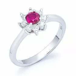 rød rosetring i sølv