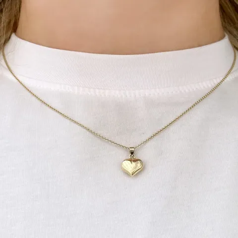 hjerte halskæde i forgyldt sølv med vedhæng i 9 karat guld - Amoré