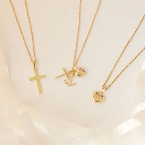 tro-håb-kærlighed halskæde i forgyldt sølv med vedhæng i 9 karat guld - Amoré