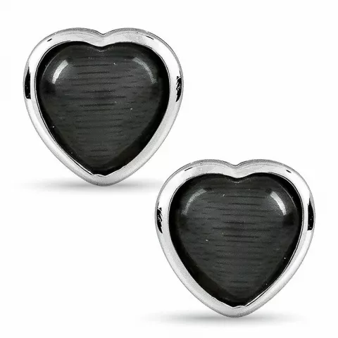 hjerte grå ørestik i sølv