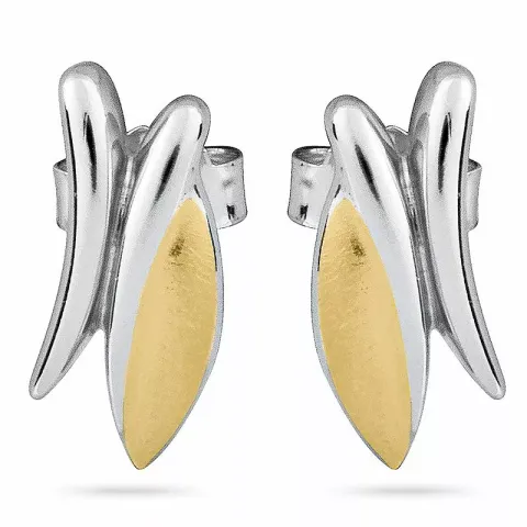 abstrakt ørestik i sølv med forgyldt sølv