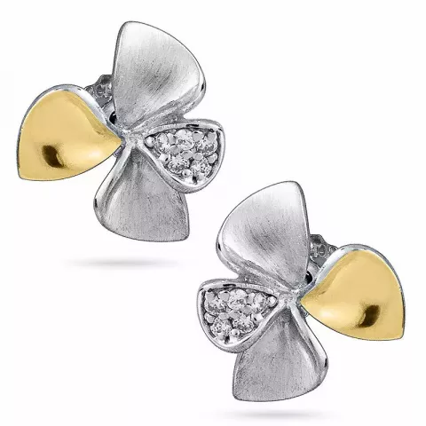 blomster øreringe i sølv med forgyldt sølv
