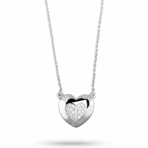 hjerte zirkon ankerhalskæde i sølv med hjertevedhæng i sølv