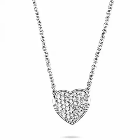 hjerte zirkon halskæde i sølv med hjertevedhæng i sølv