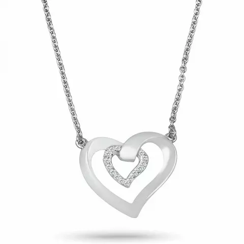 Stort hjerte ankerhalskæde i sølv med hjertevedhæng i sølv