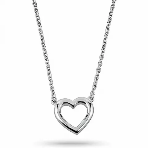 hjerte ankerhalskæde i sølv med hjertevedhæng i sølv