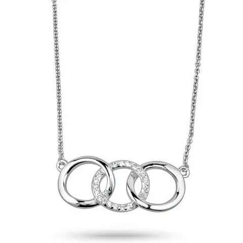 Rundt zirkon ankerhalskæde i sølv med vedhæng i sølv