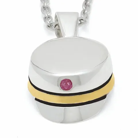 studenterhue rubin ankerhalskæde i sølv