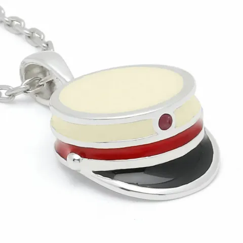 studenterhue rubin ankerhalskæde i sølv