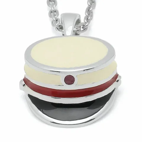 studenterhue rubin ankerhalskæde i sølv