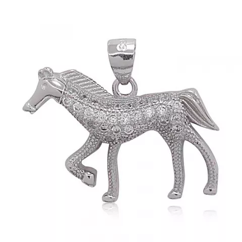 Heste zirkon vedhæng i sølv