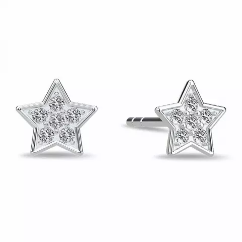 Spinning stjerne zirkon øreringe i sølv hvid zirkon