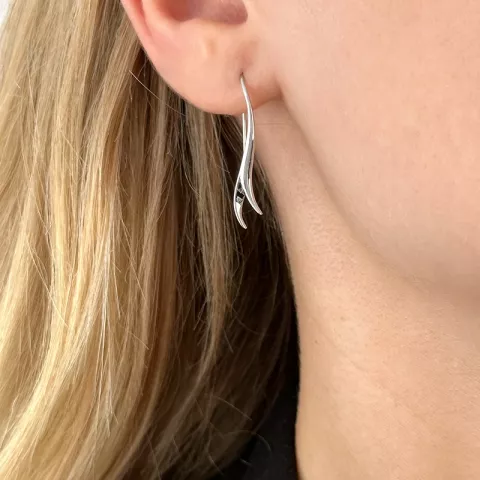 abstrakt øreringe i rhodineret sølv