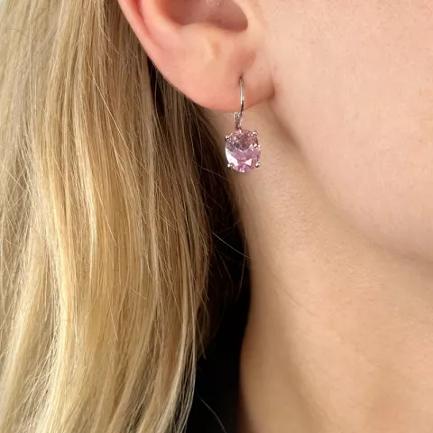 Pink zirkon øreringe i sølv