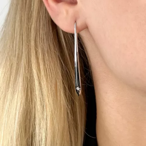 lange øreringe i rhodineret sølv