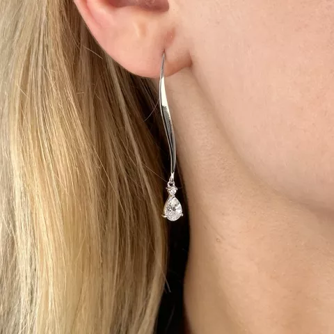 lange øreringe i rhodineret sølv