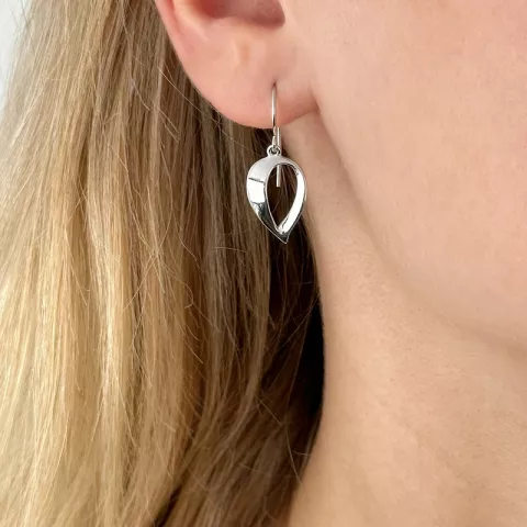 blad øreringe i rhodineret sølv
