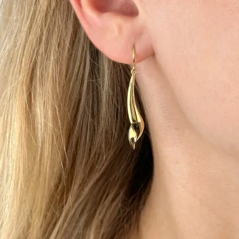 40 mm abstrakt øreringe i forgyldt sølv