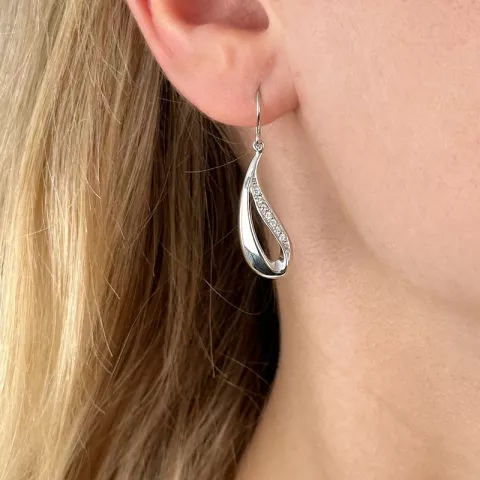 dråbe øreringe i rhodineret sølv