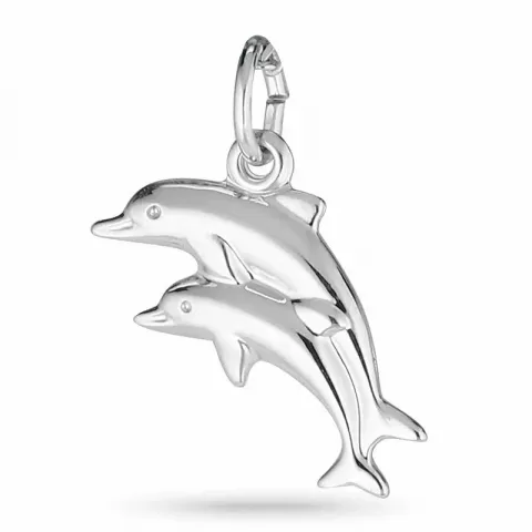 dobbelt delfin vedhæng i rhodineret sølv
