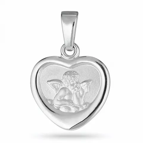 hjerte engel vedhæng i rhodineret sølv