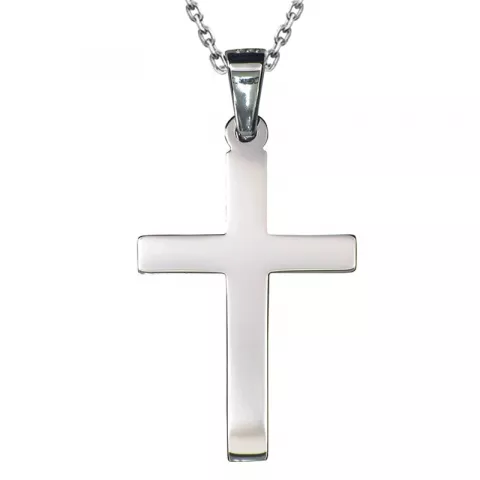 kors vedhæng med halskæde i sølv