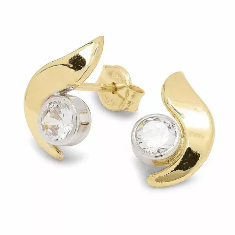 ægte ørestikker i 14 karat guld med zirkoner