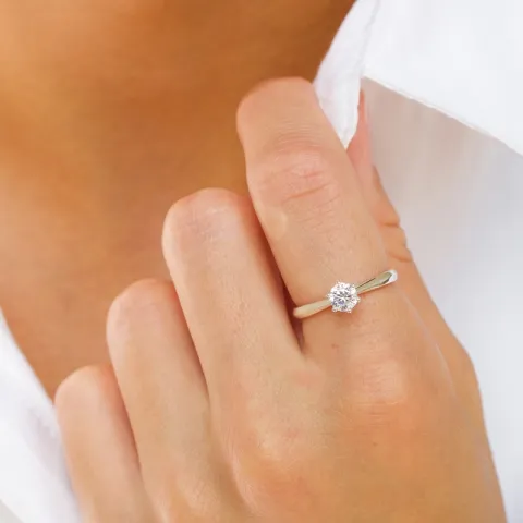 zirkon solitairering i sølv