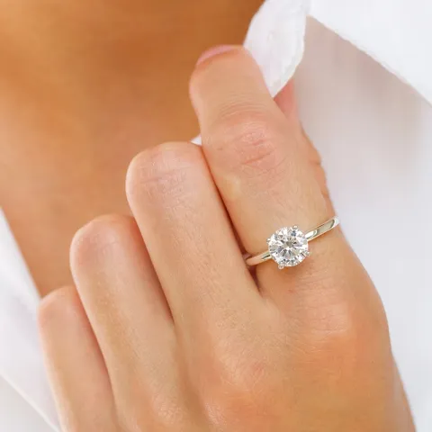 zirkon solitairering i sølv