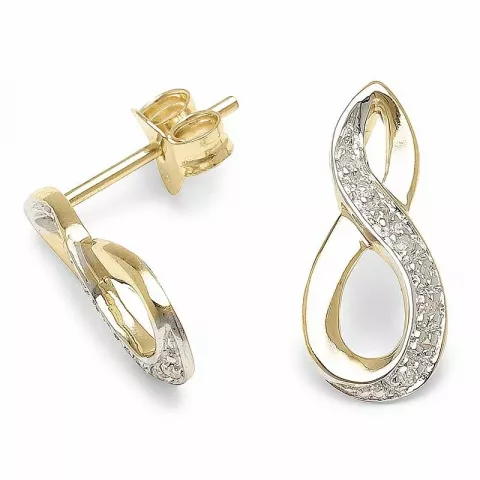 Infinity øreringe i 9 karat guld med diamant 