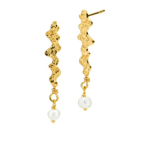 Sistie Coco perle øreringe i forgyldt sølv