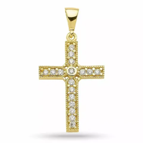 kors vedhæng i forgyldt sølv