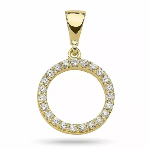 rundt zirkon vedhæng i forgyldt sølv