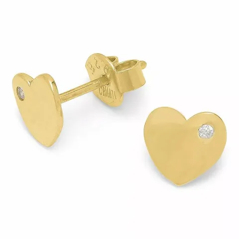Kollektionsprøve hjerte ørestikker i forgyldt sølv