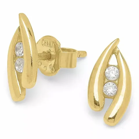 zirkon øreringe i forgyldt sølv