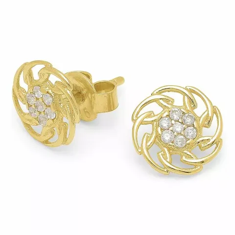 runde ørestikker i forgyldt sølv