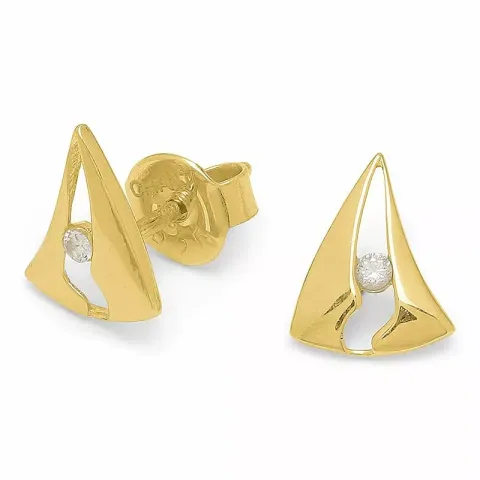 Abstrakte trekantet øreringe i forgyldt sølv