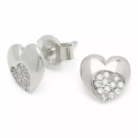 hjerte zirkon ørestikker i sølv